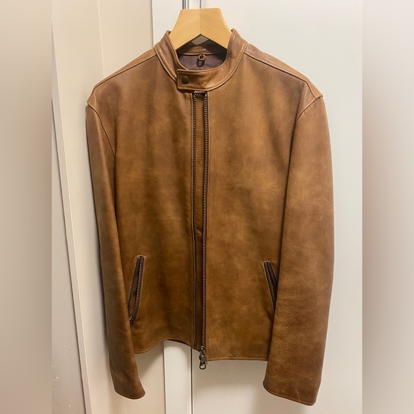ROOTS HIGH QUALITY LEATHER JACKET (LARG) 780$ is the original Price - Picture 1 of 2